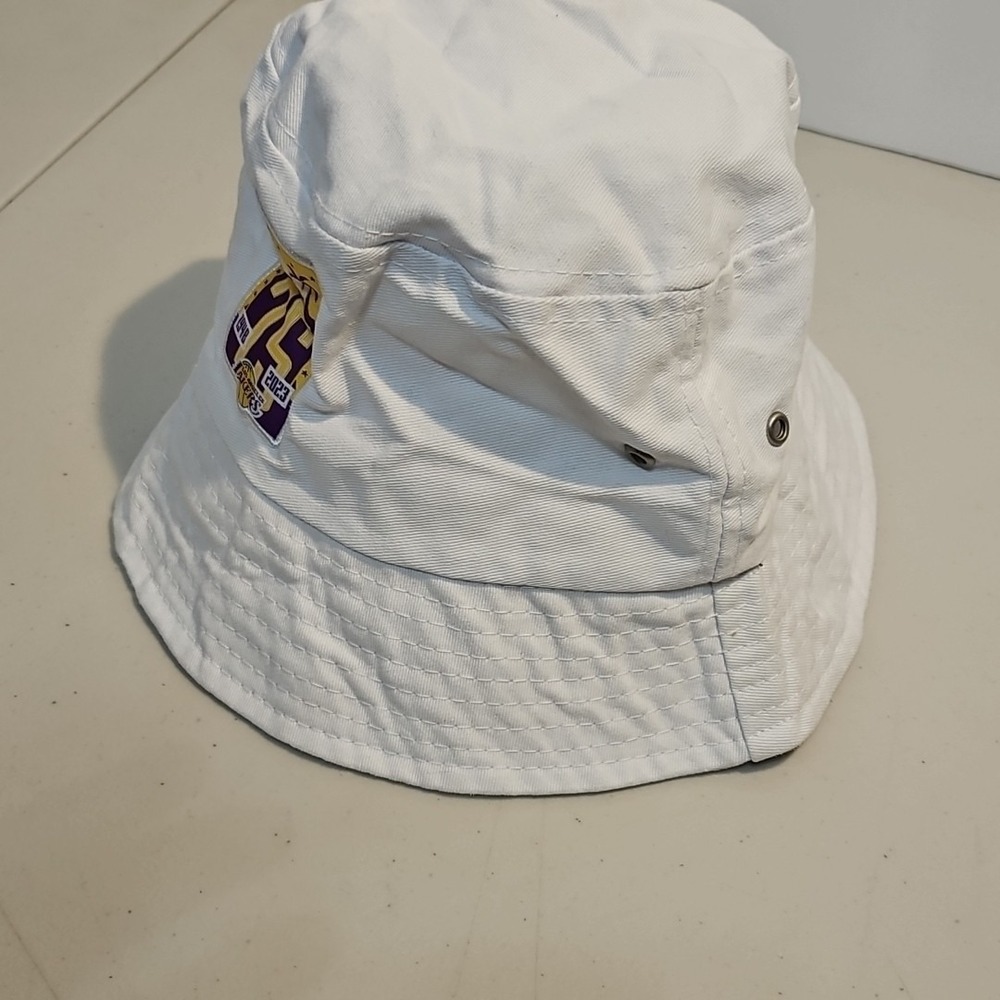 NBA Los Angeles Lakers Promo White Bucket Hat Adult One Size 75th Anniv Preowned - Picture 3 of 5